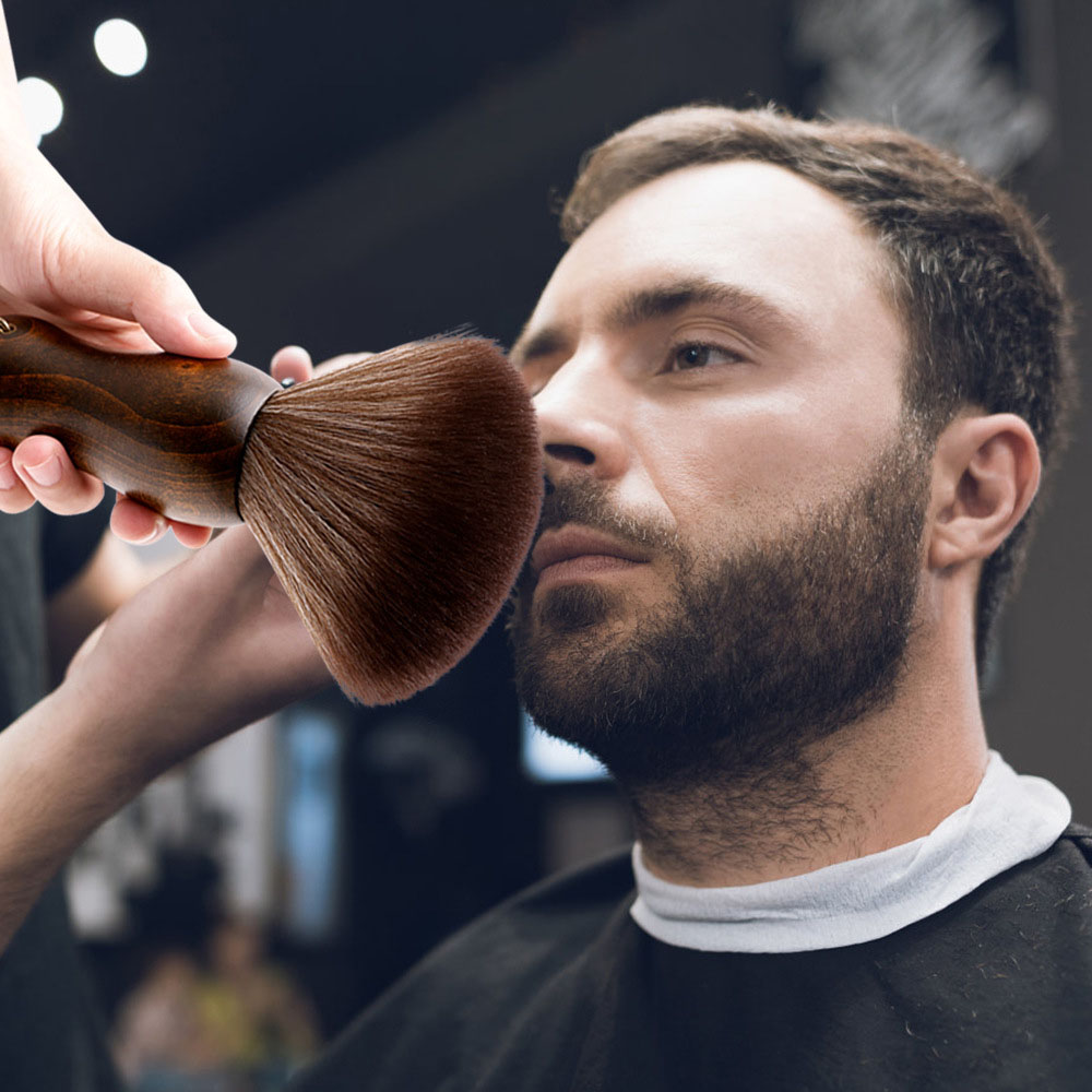 Barber Neck Duster Brush Wood Handle with Hook Hairdressing Cleaning Brush Natural Fiber Salon Hair Sweep Brushes