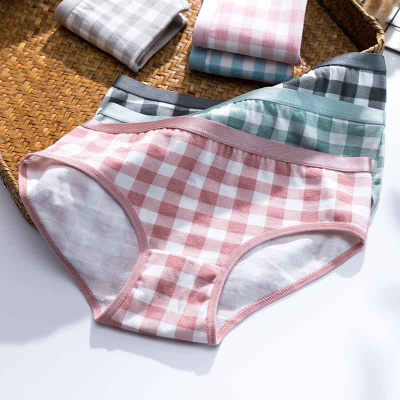 2021 New Fashion 4 pz/lotto mutandine da ragazza Plaid intimo slip in cotone ragazza Lingerie morbido e confortevole Panty