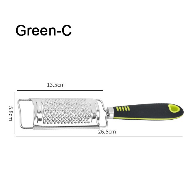 Cheese Grater Stainless Steel Grater Peeler Citrus Ginger Garlic Slicer Long Handle Cheese Planer Shavings Knife Kitchen Tool: Green-C