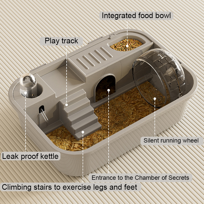Jaula para hámster y jaula para conejillos de indias, jaula para hámster interior, castillo, tragaluz acrílico, caja abierta para hámster, suministros para mascotas