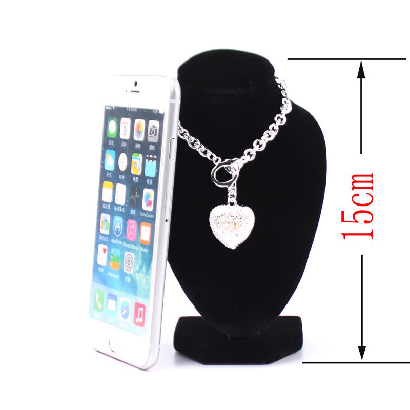 Kleine zwarte sieraden hanger buste fluwelen ketting display stand houder show versieren bijoux  #55718
