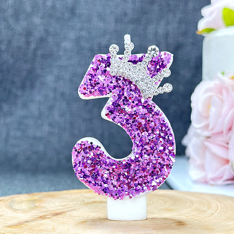 Purple digital birthday candle cake decoration birthday candle: cameo
