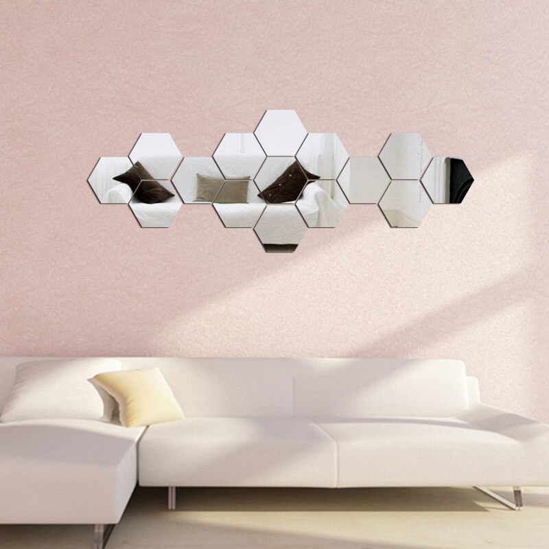 Pegatinas de espejo 3D de 36 piezas, calcomanía de vinilo hexagonal extraíble para pared, decoración del hogar, arte DIY, espejo dorado, negro y plateado