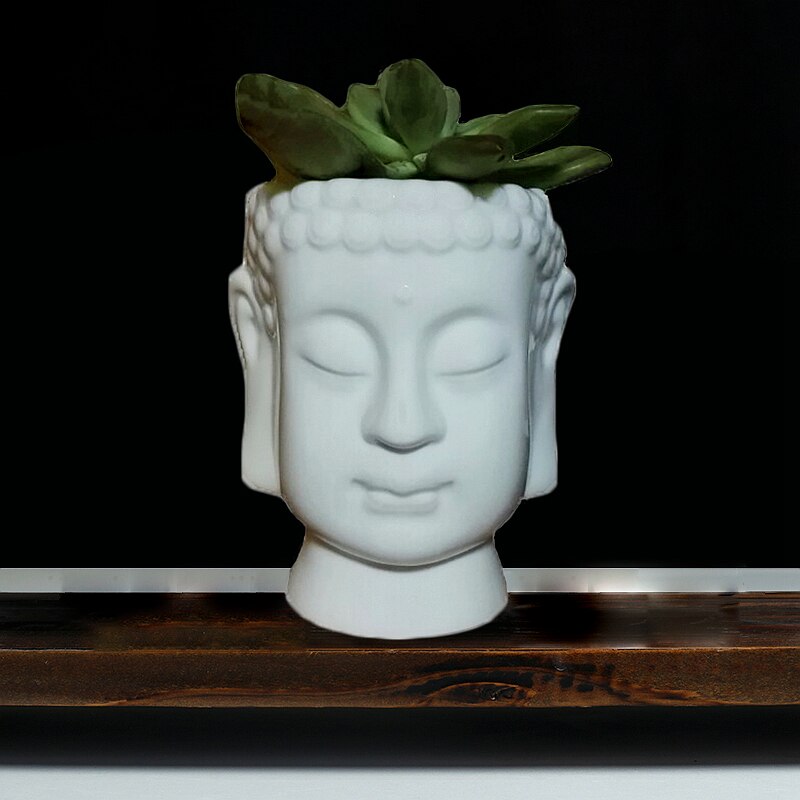 Buddha Kopf Pflanzer Zen Weiß Keramik Blumentopf f... Grandado