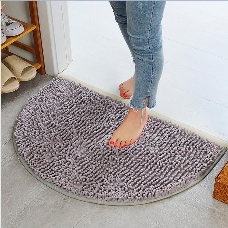 Tapis de porte imperméable demi-lune, 40x60cm, antidérapant, barrière contre la saleté, forme D, Semi-circulaire,: Gris