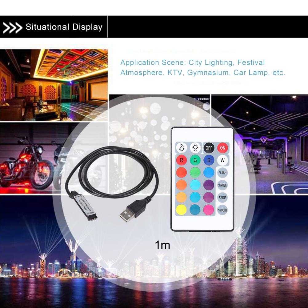 IR 24 Keys USB LED Light Strip Remote Controller w/5-24V USB RGB Controller