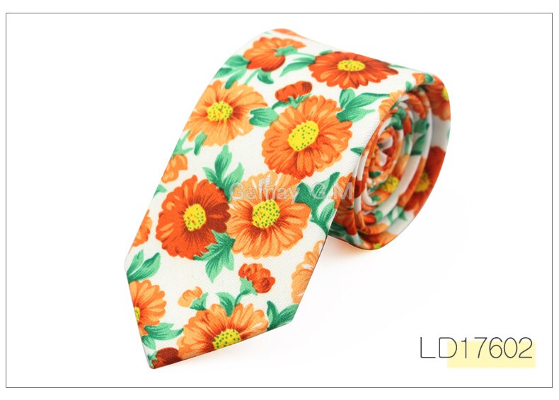 Floral Tie for Men Narrow Casual Mens Ties for Wedding Party Flower Skinny Neckties for Women Printed Male Neck Ties: LD17602