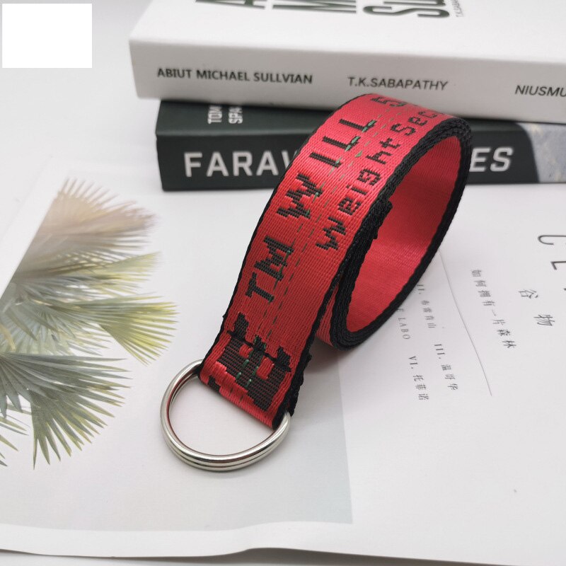 Ceinture en toile à boucle Double D unisexe, lettre punk style pour adolescent, large et longue sangle de taille, pantalon en jean pour adulte: red