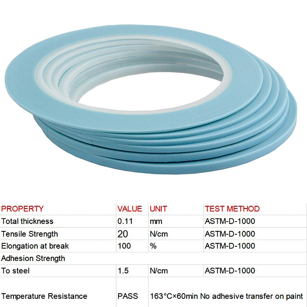 Blue High-Temp PVC Vinyl Fine Line Masking Tape Car Auto Body Shops Fineline Painter Tape 2mm x 33m