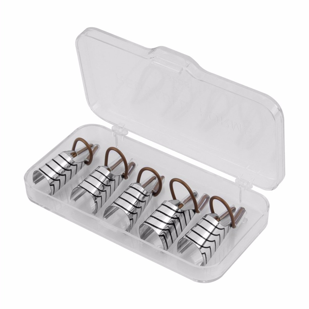 5 pièces réutilisable soins des ongles en aluminium accessoire Guide formes outil d'extension repose-doigt pour UV Gel Extension des ongles couleur argent réglable