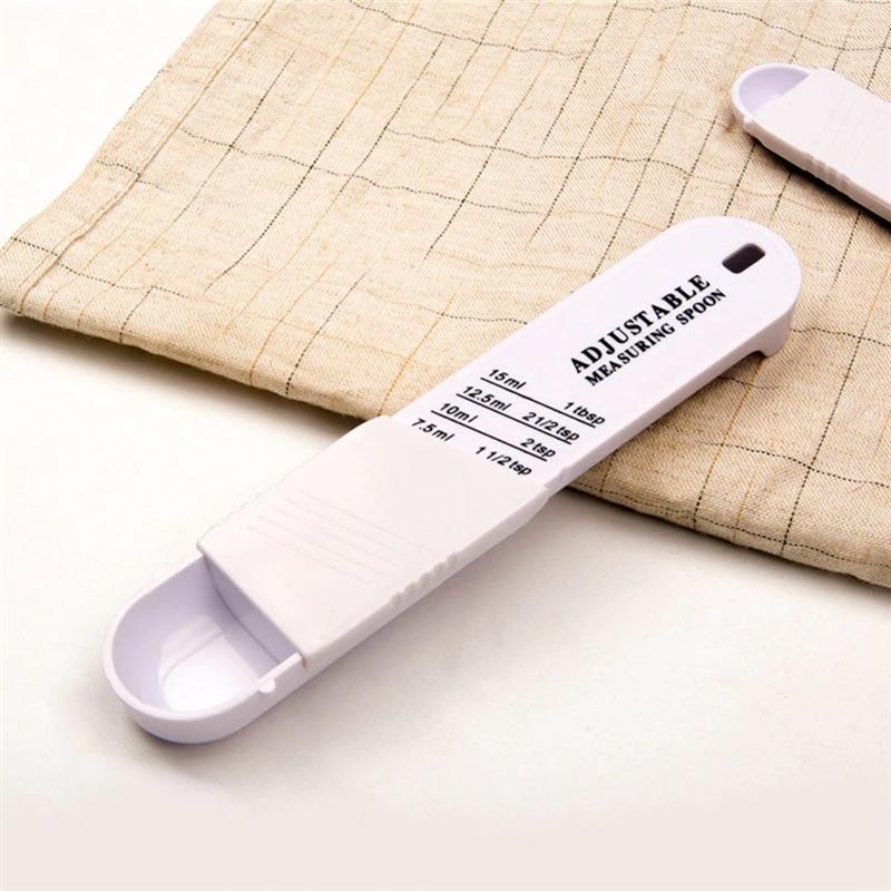 Cuchara medidora ajustable de 2 uds, cuchara medidora, utensilio de cocina, accesorios de cocina para hornear, cuchara cuantitativa de plástico para hornear