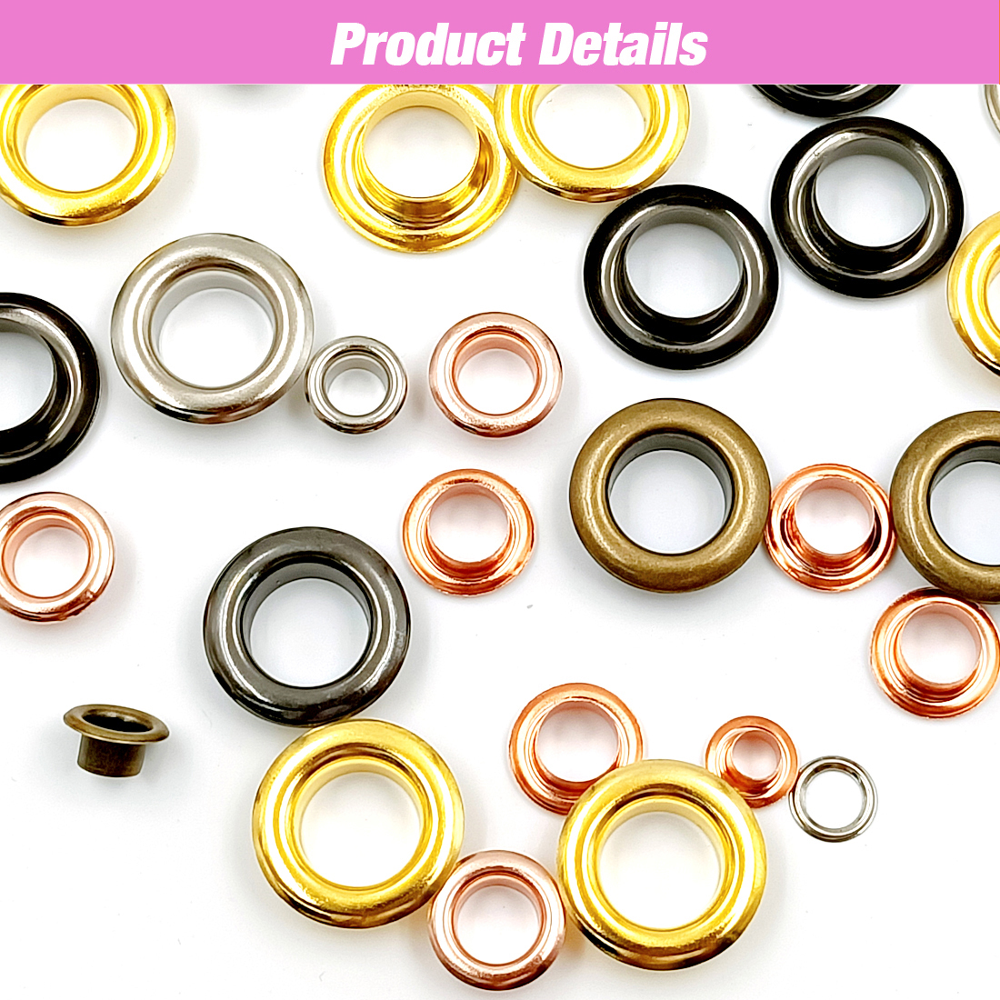 Juego de Ojales metálicos con arandelas para ropa, herramientas de artesanía de cuero, accesorios, zapatos, cinturón, tapa, bolsa, 4mm, 100 Uds.