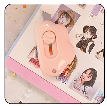 AiKEEN Cute Clouds Art Knife Mini Portable Utility Knife Express Box Paper Cutter Craft Wrapping Refillable Blade Stationery: pink