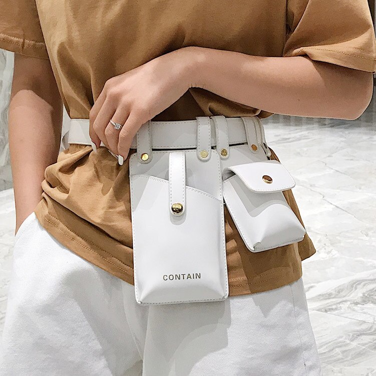 Sac à bandoulière en cuir pour femmes, sac à bandoulière en cuir PU, sac banane, sac de poitrine, clé pour téléphone portable,