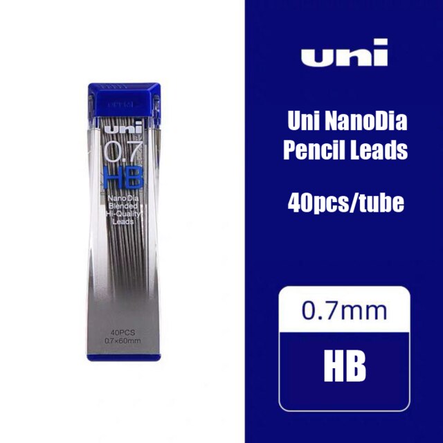 1tube/lot Uni Nano Dia 0.5-202ND Mechanical Pencil Led 0.3/0.5/0.7/0.9mm HB/2B School Student Office: 0.7 HB 40pcs