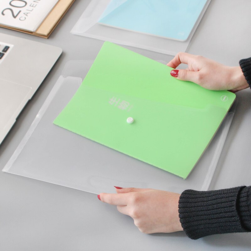 A4 Clear Frosted Folders Plastic Filing Bag Envelopes Document Storage Pouch With Label Sticker Expanding File Waterproof