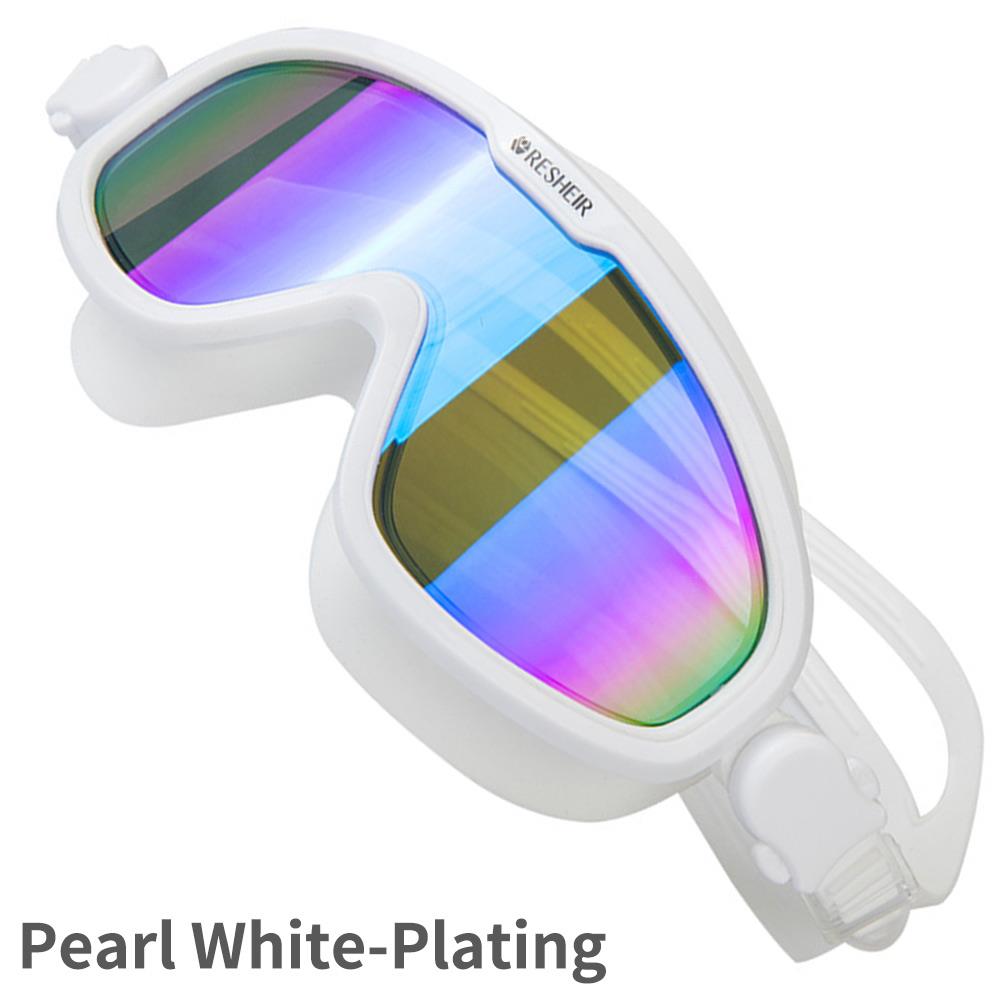 PC Eye Protector Protective Spectacles Goggles Practical Adult Swimming Pool Beach Swimming Mirror Swimming Goggles Portable: Pearl White A