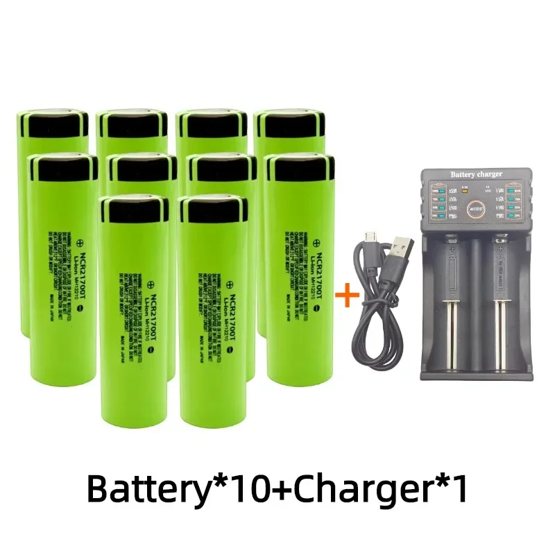 21700 Battery Rechargeable Battery 3.7V 4800mAh 50A Power Li-ion High Discharge Batteries for Electrical Tools+charger: Silver