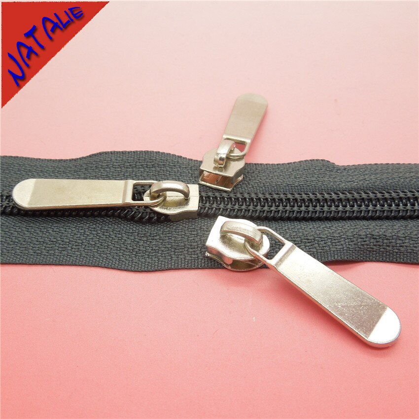 10 Uds. 5 # tirador de cremallera Aleación de Zinc Metal deslizadores sin bloqueo accesorios de ropa para reparación de cremallera para coser