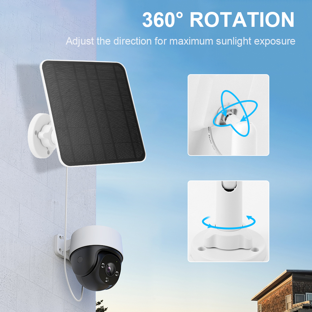 Wodoodporny panel słoneczny 5V 6W Ładowarka do kamer z ogniwami słonecznymi Port Micro USB i USB-C 360 ° Regulowany panel słoneczny do Eufycam 3/3C/2/2