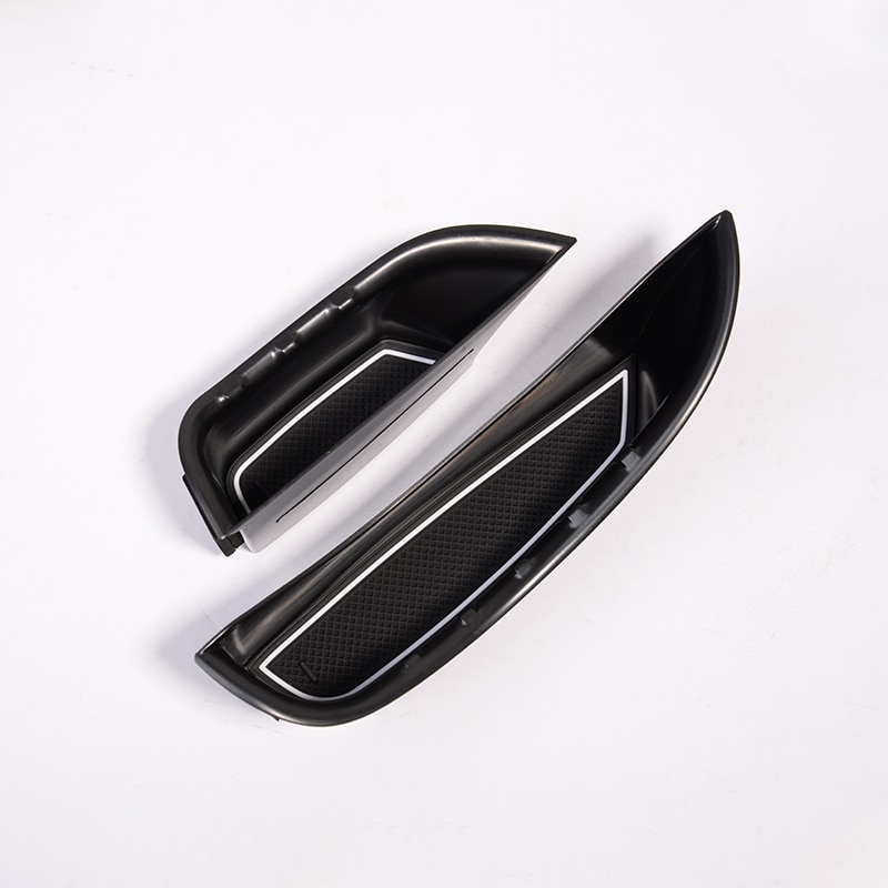 Black Car Door Handle Storage Box Tray with Mat Acessories For Mercedes Benz C-Class W205 GLC Class X253 LHD
