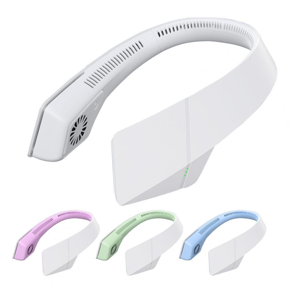 Mini Bladeless Fan Hanging Neck Fan USB Powered Fast Charge Electric Fan Headphone Mini Cooling Portable Neck Fan for Wor