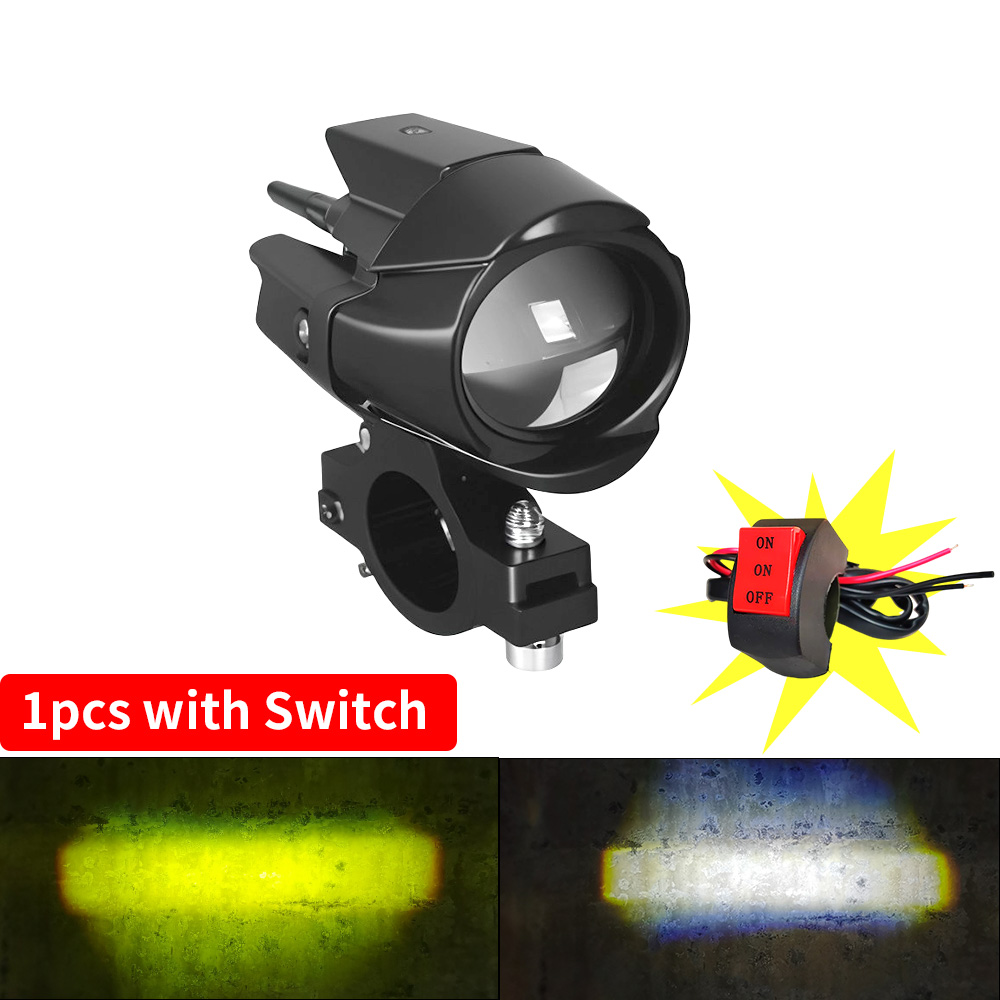 Moottoripyörän lisä-led-ajovalot, led-valot, 12-80v kaksiväristä valkoista/meripihkanväristä yleismallista lisäkaukovaloa, sumuvalot: Violetti