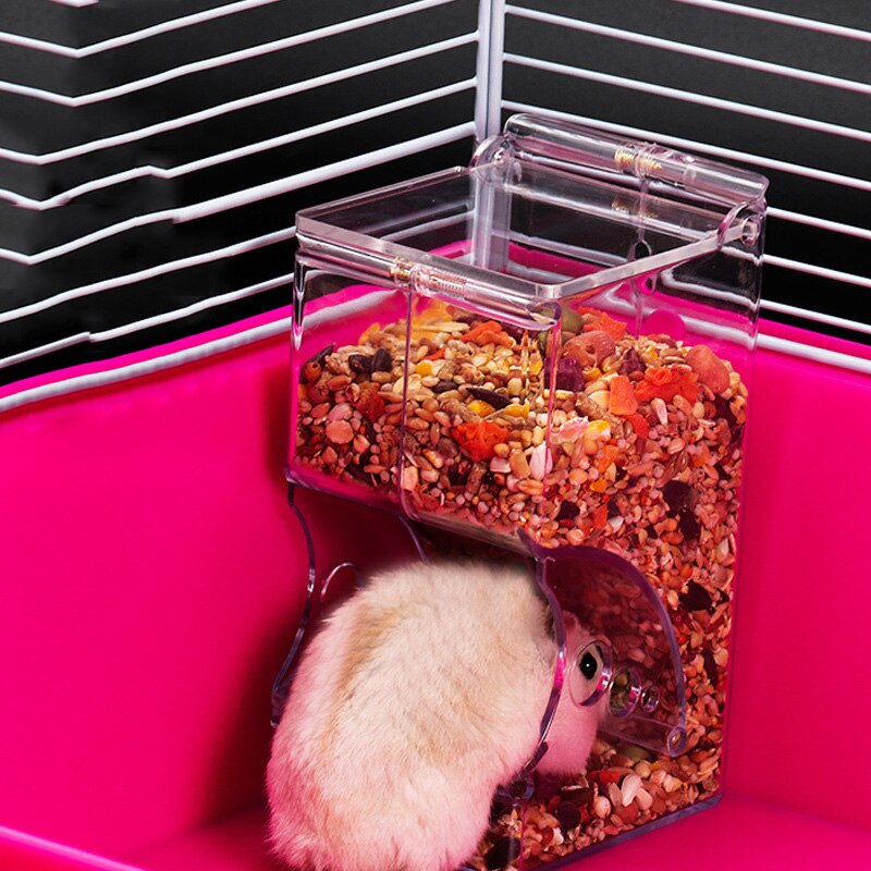 Automatic Guinea Pig Feeder Transparent Acrylic Hamster Hedgehog Feeder House Outdoor Hanging Hamster Cage Accessories Decor