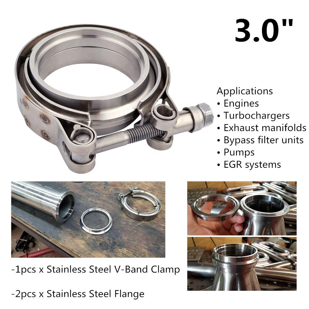 3.0” Stainless Exhaust V Band Clamp Male Female Flange V-Band Flange Kit For Turbo Downpipes Exhaust Connection