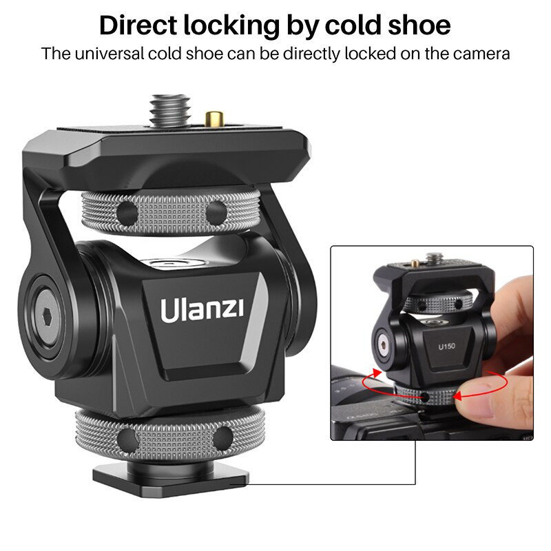 Ulanzi U-150 Universal DSLR Camera Monitor Mount 360 Rotation Adjustable Monitor Adapter with Cold Shoe 1/4 Screw