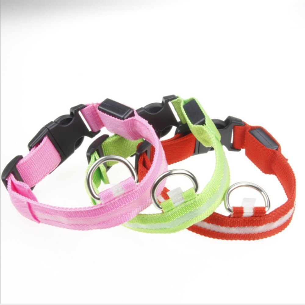 Nylon LED Dog Collar Light Night Safety LED Flashing Glow Pet Supplies Pet Cat Collars Dog Accessories for Small Dogs Collar LED