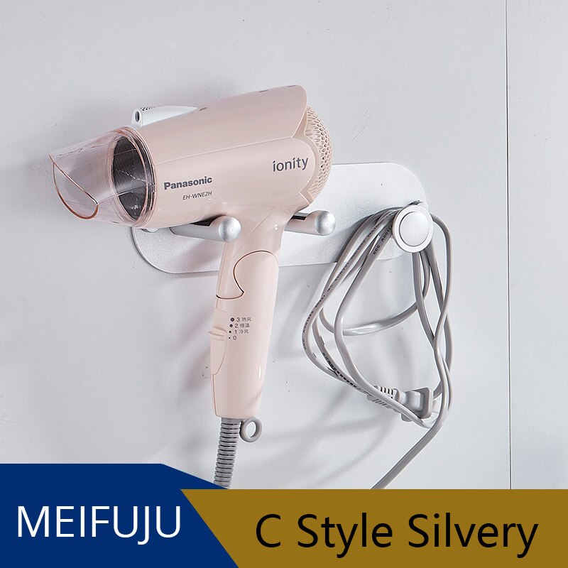 Zwart Föhn Houder Badkamer Planken Wall Mount Storgae Rack Badkamer Plank voor Dyson Supersonic föhn Houder Zilverachtige: C style  silvery