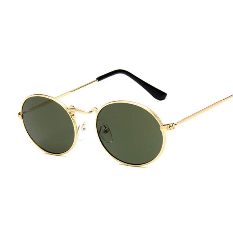 Ovale solbriller dame/mand mærke dame solbriller mandlig metal lille stel vintage punk oculos de sol feminino: Guldg 15