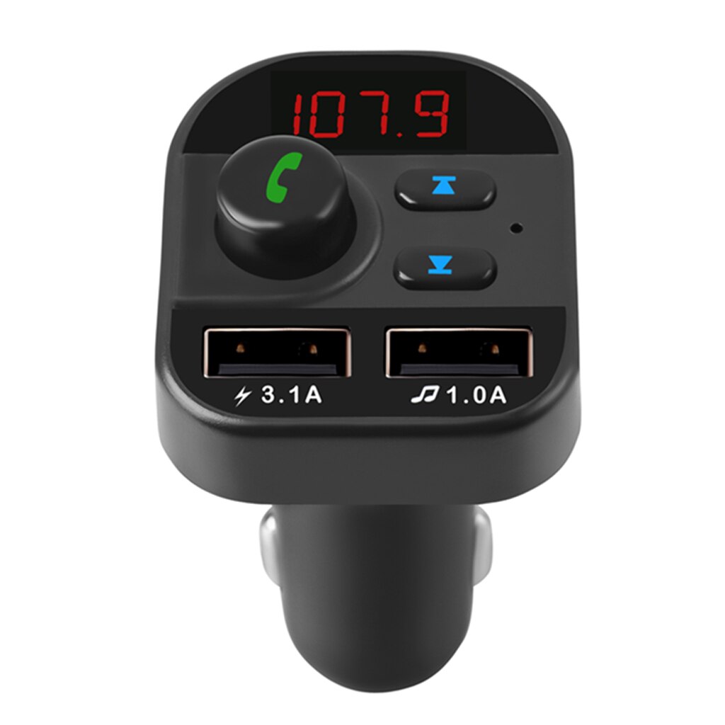 Bluetooth 5.1 FM Transmitter Stereo Radio Player USB Jack Hands Free Calling