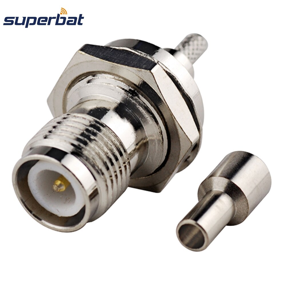 Superbat 10pcs Reversed Polarity TNC Female Bulkhead Connector for Coaxial Cable RG316, RG174,RG178,LMR100