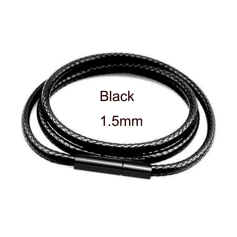 Zwart Lederen Ketting Ketting Voor Diy Vrouwen Mannen Handgemaakte Gevlochten Touw Lange Ketting 40/50/60/70cm Hals Hanger Ketting Sieraden: 50cm / Black1.5mm