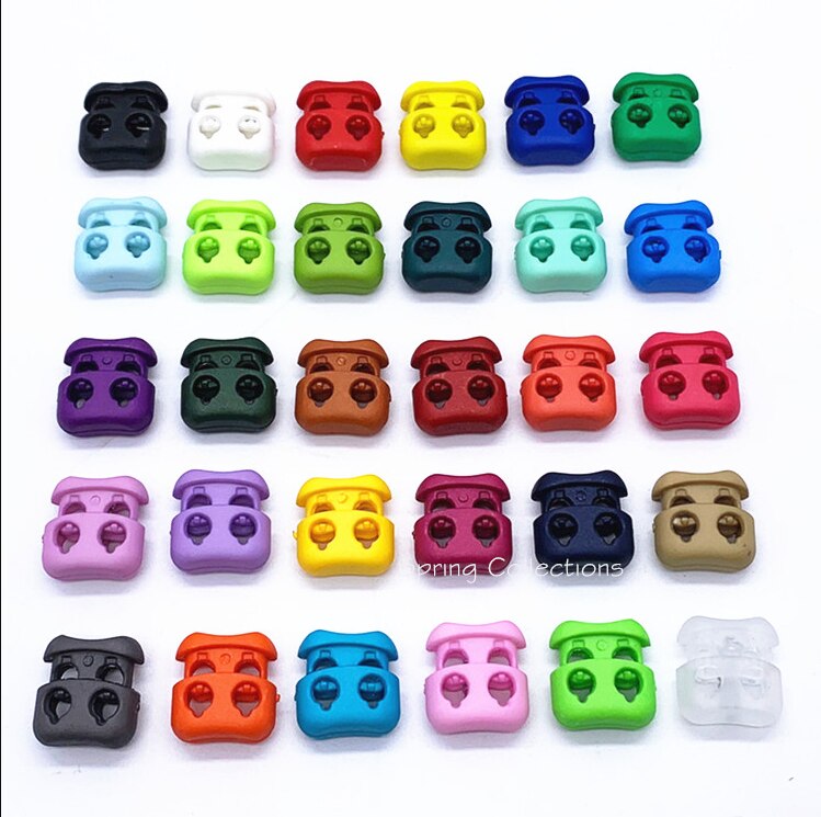 Bouchon à bascule de verrouillage en plastique, 20 pièces, 16x17mm, multicolore, Double trous (dia.4 mm), accessoires pour vêtements