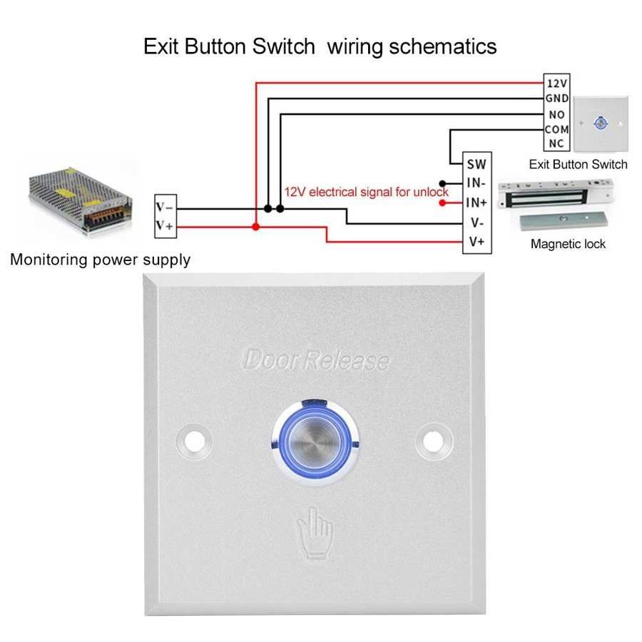 Door Access Control System Exit Button Door Push Release Switch With Indicator Light