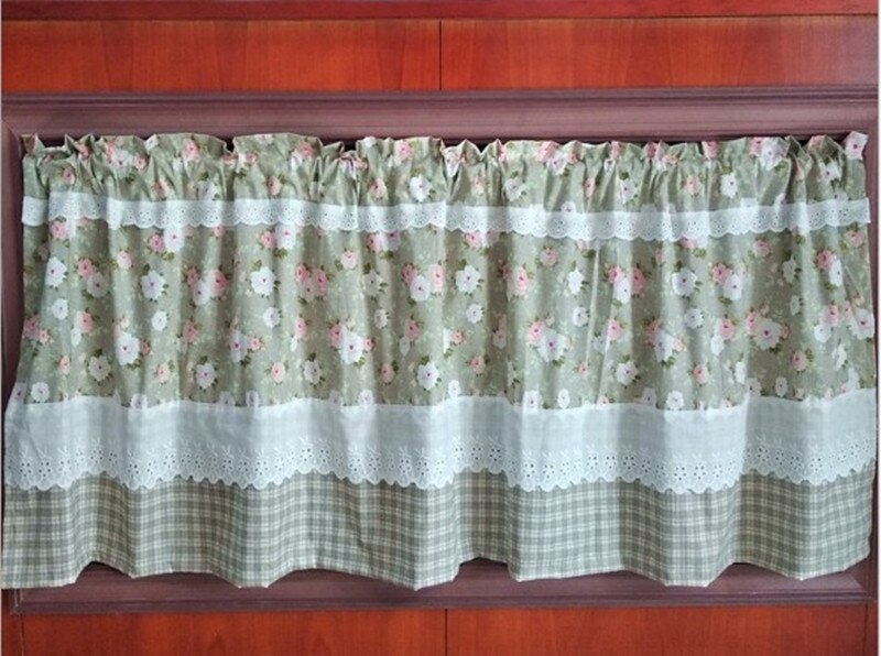 Korean style cabinet curtain. Cotton printed coffee curtain. Lace half curtain. Decorative door curtain.