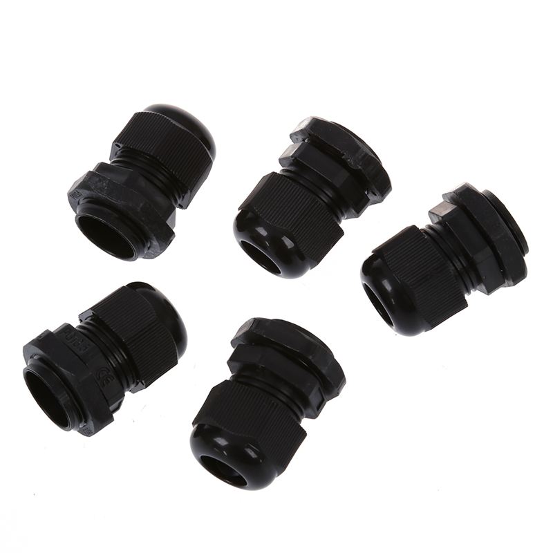 5 Pcs PG13.5 Black Plastic Waterproof Connectors Cable Glands-ABUX