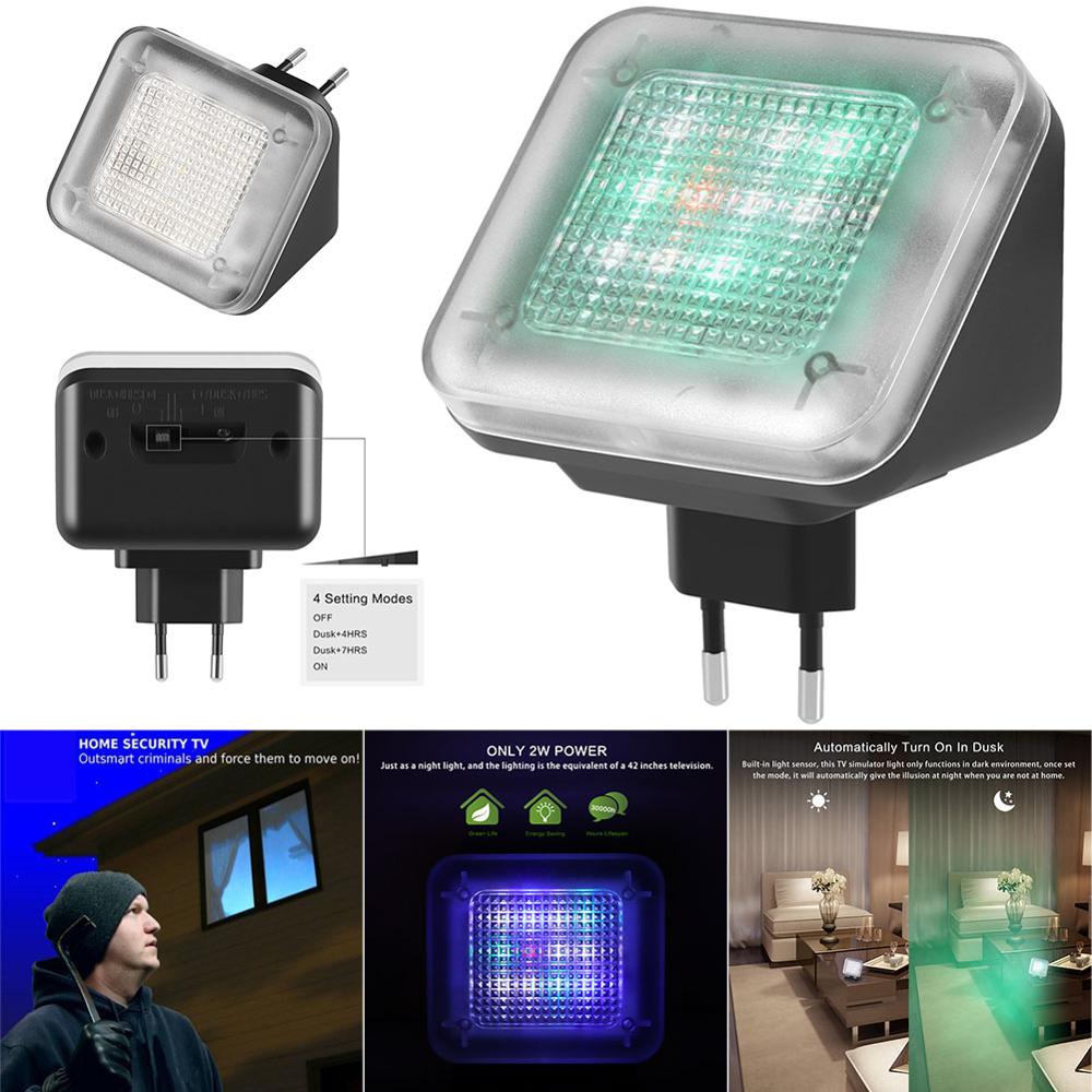 LED TV Simulator Home Security Burglar Intruder Deterrent with Light Sensor EU Plug SP99