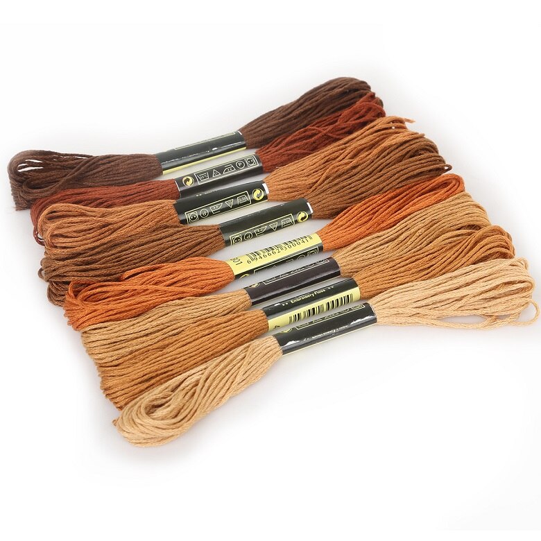 8 pcs/lot Various Colors DMC embroidery floss Cross Stitch Cotton Embroidery Thread Floss Sewing Skeins Craft: Brown