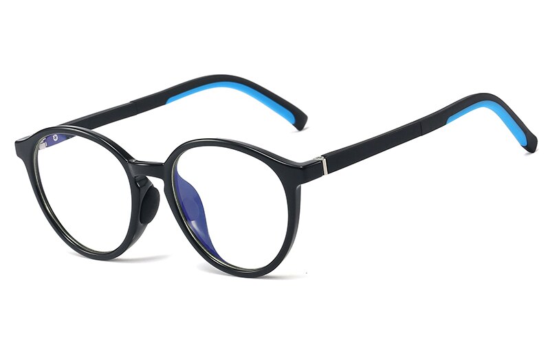Peekaboo blue light blocking round frame glasses for kids girls boys tr90 transparent eyeglasses myopia accessories for students: black with clear