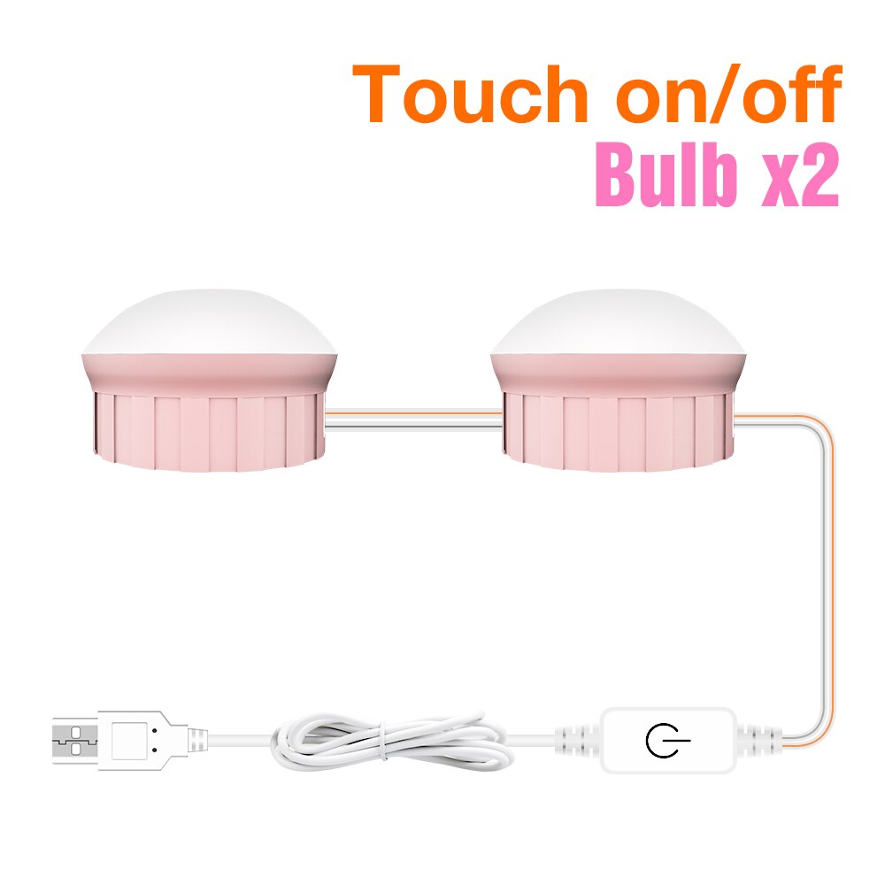 Led Make-Up Spiegel Lampen Usb Hollywood Make Up Lamp Vanity Lights Badkamer Kaptafel Verlichting Dimbare Led Wandlamp: Type-B-Pink-2Bulbs