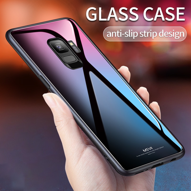 msvii Luxury Tempered Glass Case For Samsung S9 Case Slim Mirro Back Cover For Samsung Galaxy S9 Plus Phone Cases S 9