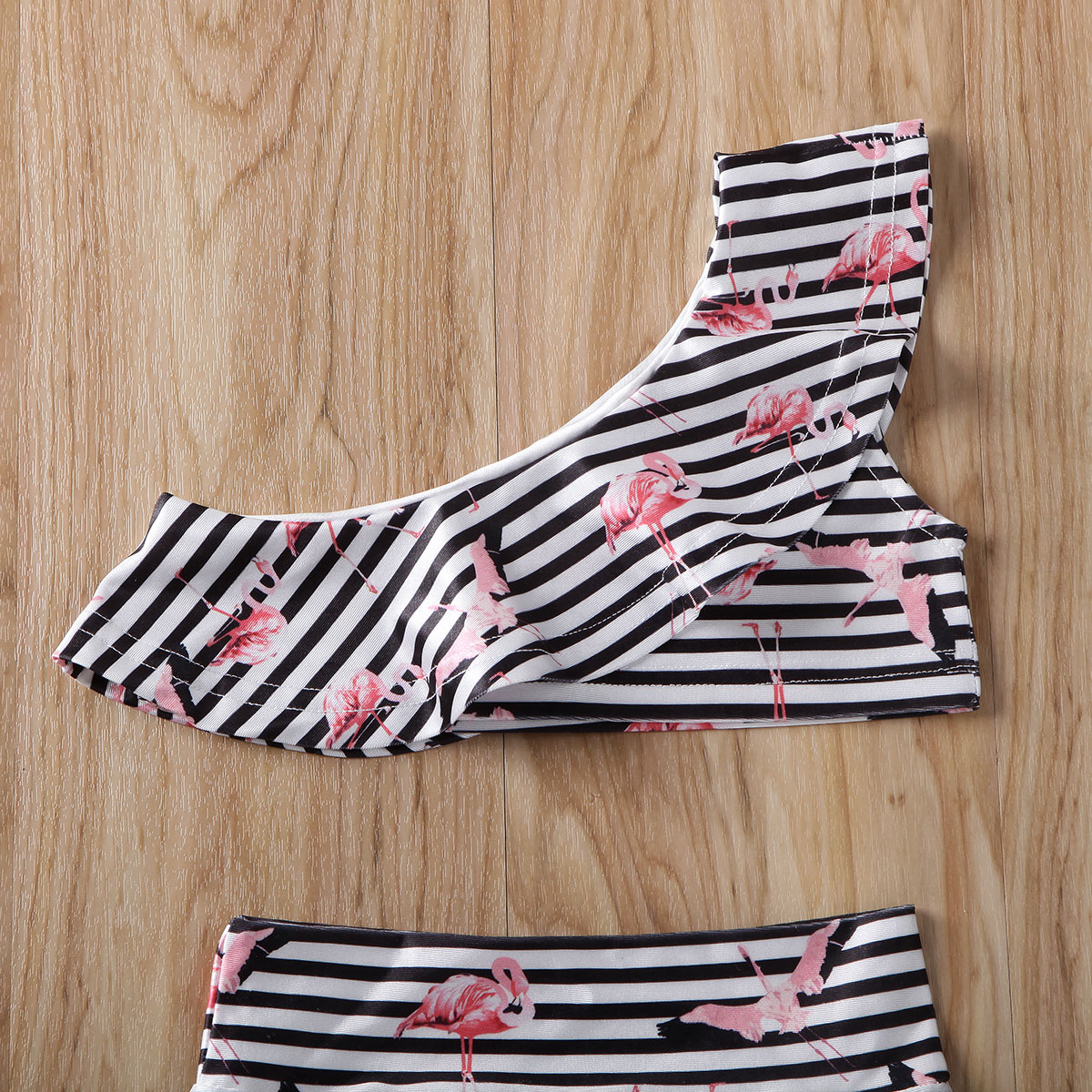 baby badetøy 0-4y smålåve baby jenter låve bikini sett én skulder stripe topper + shorts badedrakt badetøy svømmeantrekk