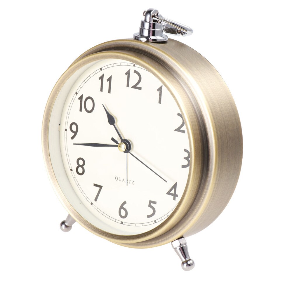 Metal Alarm Clock Roman Numerals Table Bedside Silent Alarm Clock Sweep Seconds Alarm Clock