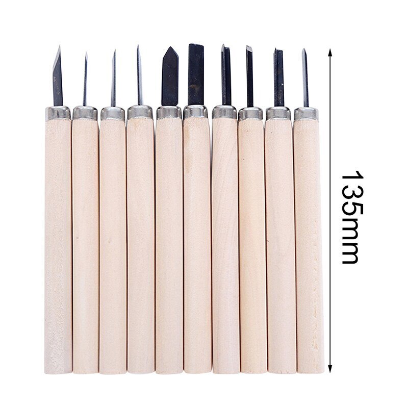 12/10-piece Craft Wood Carving Knife Hand-carved Wooden Handle Set Student Hand-carved Wood Carving Knife Carving Set