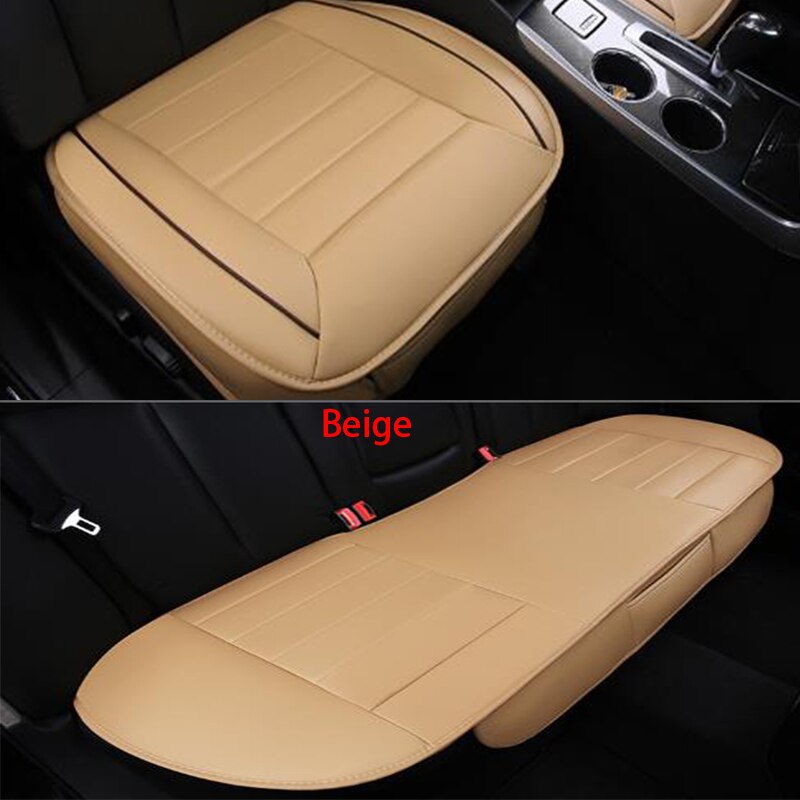 Autostoel all-inclusive auto accessoires PU lederen interieur auto bekleding vier seizoenen universele zitkussen: 3pcs Beig