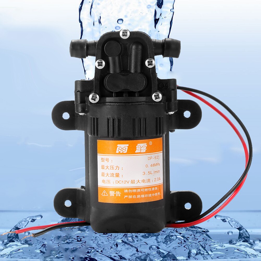 Hoge Druk Membraanpomp Water Spuit Wasstraat 12 V Duurzaam Dc 12 V 70PSI 3.5L/Min Landbouw Elektrische Water pomp Zwart